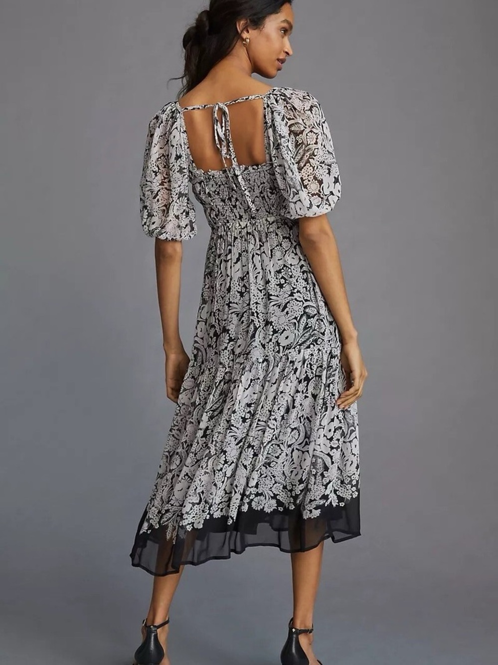 By Anthropologie Squareneck Smocked Midi Dress